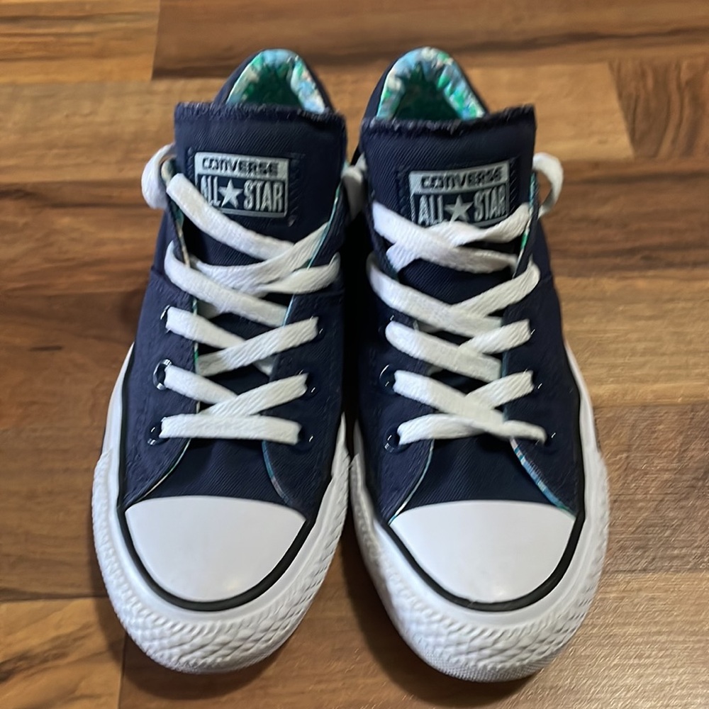Converse Navy Blue Low Top Sneakers with White Accents - Picture 2 of 4